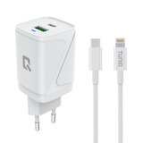 TUNIQ Chargeur domestique GaN PD 30W TUNIQ - Double Port avec C ble USB-C - Blanc TUNIQ Chargeur domestique GaN PD 30W TUNIQ - Double Port avec C ble USB-C - Blanc