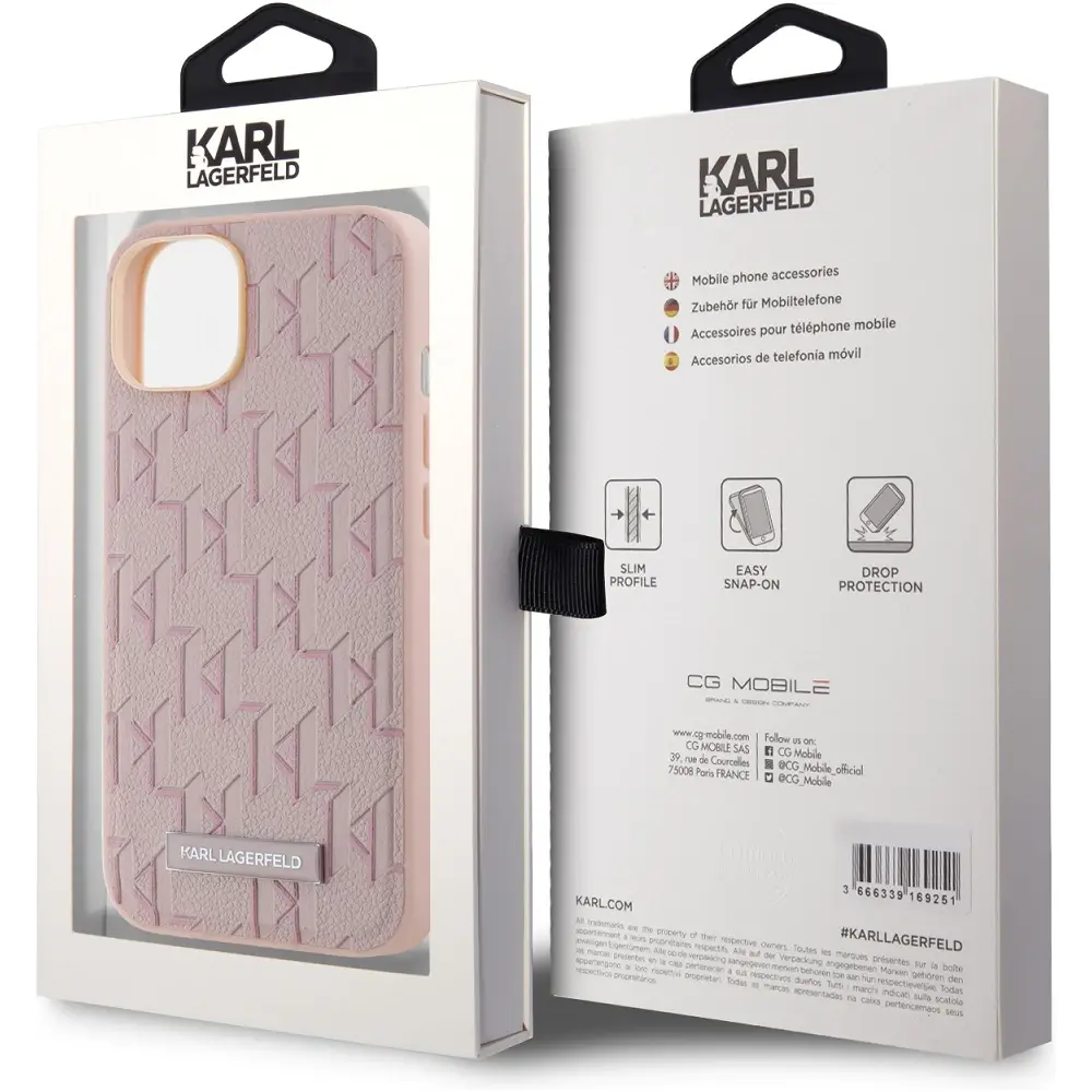 Karl Lagerfeld Karl Lagerfeld iPhone 14 en iPhone 13 Magsafe - Monogram Metal Logo - Roze, foto 2 van 2