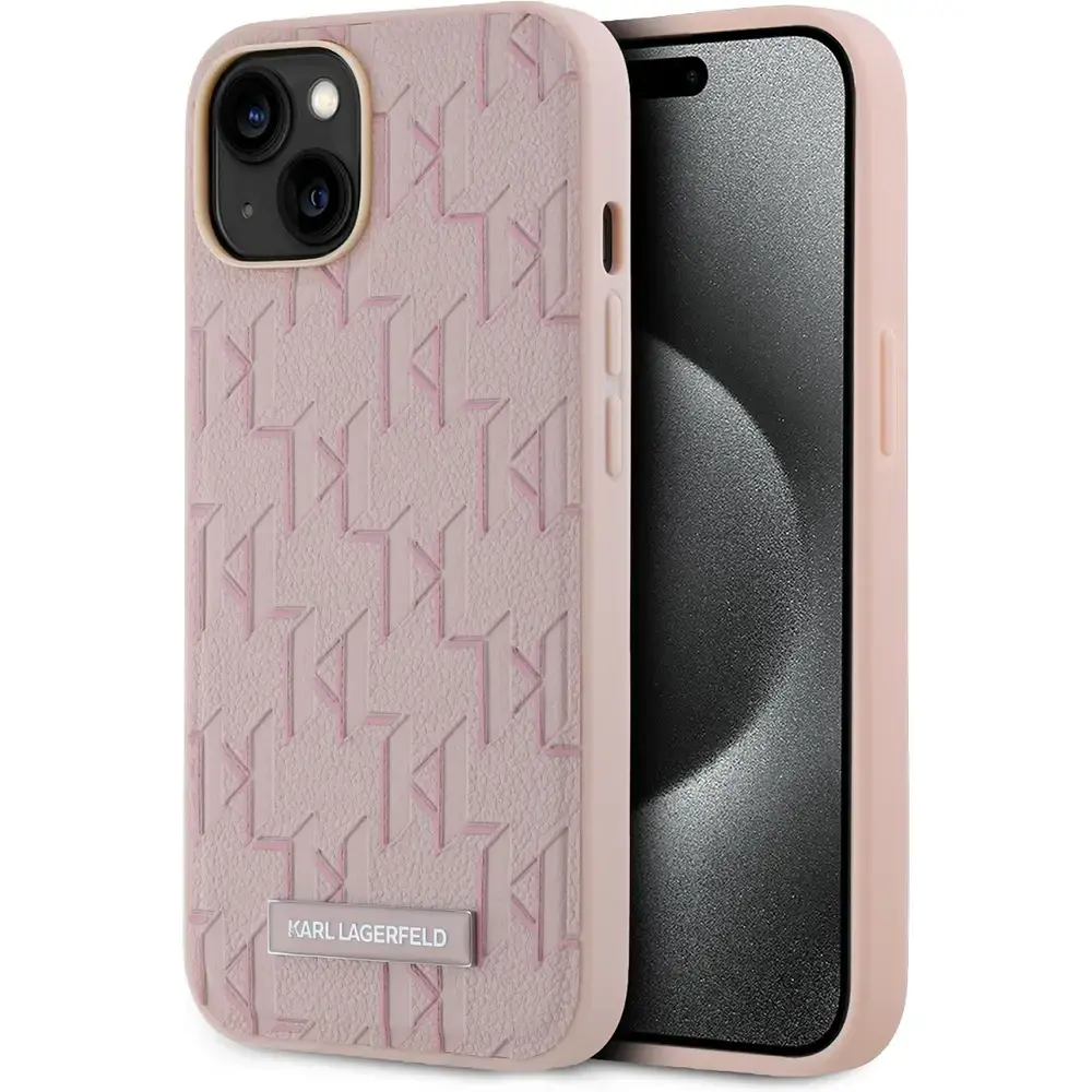 Karl Lagerfeld Karl Lagerfeld iPhone 14 und iPhone 13 Magsafe - Monogram Metal Logo - Rosa Karl Lagerfeld Karl Lagerfeld iPhone 14 und iPhone 13 Magsafe - Monogram Metal Logo - Rosa