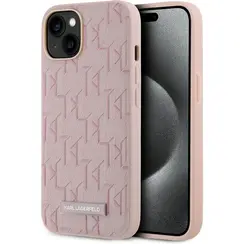 Karl Lagerfeld iPhone 14 and iPhone 13 Magsafe - Monogram Metal Logo - Pink
