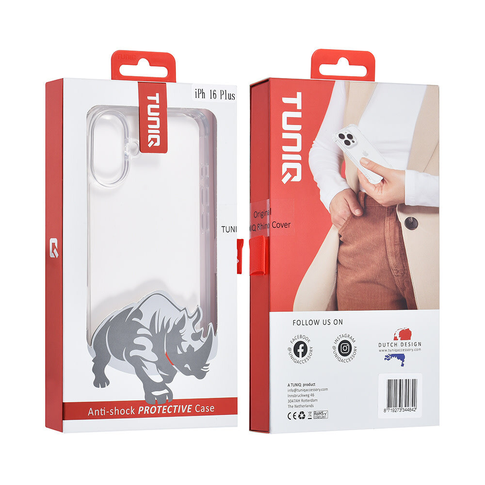 TUNIQ TUNIQ iPhone 16 Plus Back cover coque - Transparent - Antishock TUNIQ TUNIQ iPhone 16 Plus Back cover coque - Transparent - Antishock