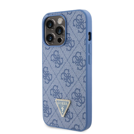 Guess Guess iPhone 13 Pro Backcover hoesje Metal logo strass crossbody - Blauw Guess Guess iPhone 13 Pro Backcover hoesje Metal logo strass crossbody - Blauw