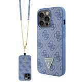 Guess Guess iPhone 13 Pro Back-Cover hul - Metal logo strass crossbody - Blau Guess Guess iPhone 13 Pro Back-Cover hul - Metal logo strass crossbody - Blau