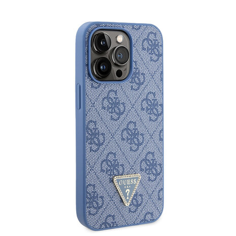 Guess Guess iPhone 13 Pro Backcover hoesje Metal logo strass crossbody - Blauw Guess Guess iPhone 13 Pro Backcover hoesje Metal logo strass crossbody - Blauw