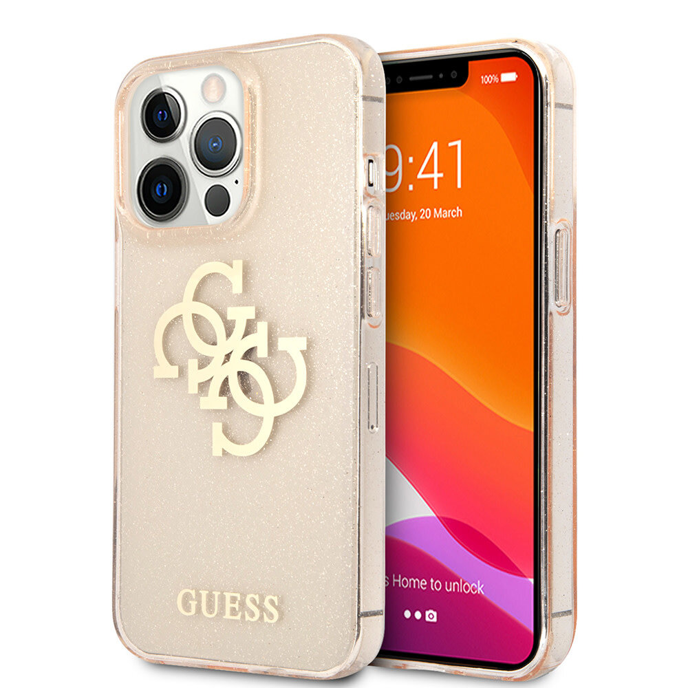 Guess Guess iPhone 13 Pro Back-Cover hul - Glitter big gold 4G - Gold Guess Guess iPhone 13 Pro Back-Cover hul - Glitter big gold 4G - Gold