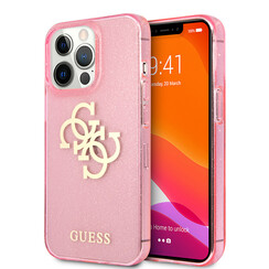 Guess iPhone 13 Pro Back cover case - Glitter big gold 4G - Pink