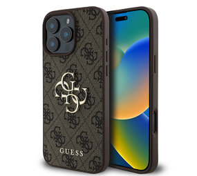 Guess Guess iPhone 16 Pro Back cover case - 4G - Big Metal Logo - Brown Guess Guess iPhone 16 Pro Back cover case - 4G - Big Metal Logo - Brown