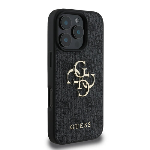 Guess Guess iPhone 16 Pro Backcover hoesje - 4G - Big Metal Logo - Zwart