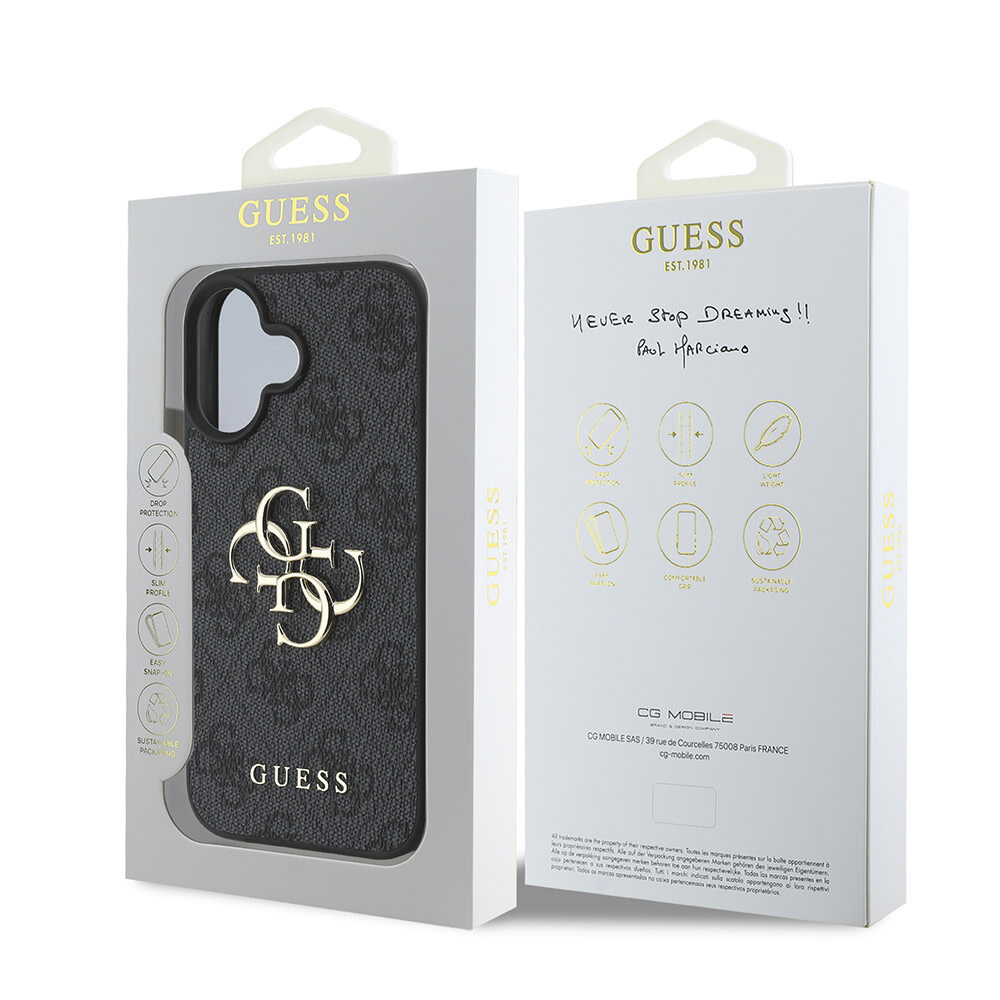 Guess Guess iPhone 16 Plus Back-Cover hul - 4G - Big Metal Logo - Schwarz Guess Guess iPhone 16 Plus Back-Cover hul - 4G - Big Metal Logo - Schwarz