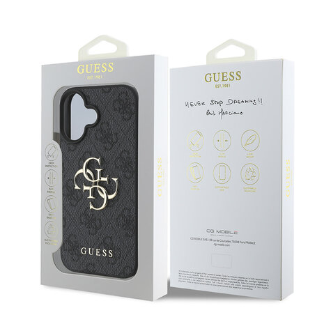 Guess Guess iPhone 16 Plus Back cover case - 4G - Big Metal Logo - Black Guess Guess iPhone 16 Plus Back cover case - 4G - Big Metal Logo - Black