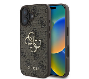 Guess Guess iPhone 16 Back cover case - 4G - Big Metal Logo - Brown Guess Guess iPhone 16 Back cover case - 4G - Big Metal Logo - Brown