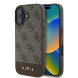 Guess Guess iPhone 16 Back cover case - 4G PU bottom stripe - Brown Guess Guess iPhone 16 Back cover case - 4G PU bottom stripe - Brown