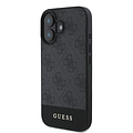 Guess Guess iPhone 16 Back-Cover hul - Magsafe - 4G PU Leather - Bottom Stripe - Grau