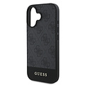 Guess Guess iPhone 16 Back cover coque - Magsafe - 4G PU Leather - Bottom Stripe - Gris