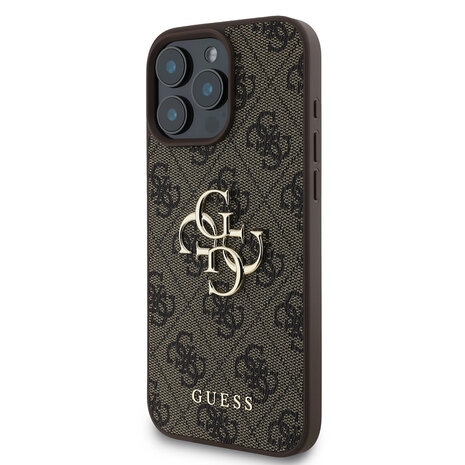 Guess Guess iPhone 16 Pro Max Back-Cover hul - 4G - Big Metal Logo - Braun Guess Guess iPhone 16 Pro Max Back-Cover hul - 4G - Big Metal Logo - Braun