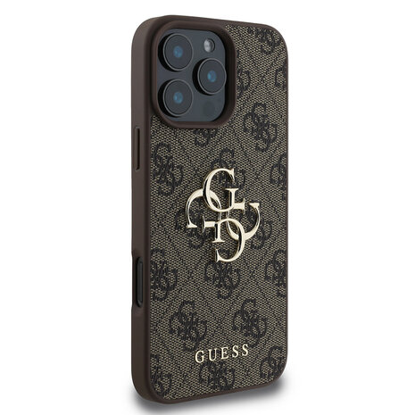 Guess Guess iPhone 16 Pro Max Back-Cover hul - 4G - Big Metal Logo - Braun Guess Guess iPhone 16 Pro Max Back-Cover hul - 4G - Big Metal Logo - Braun