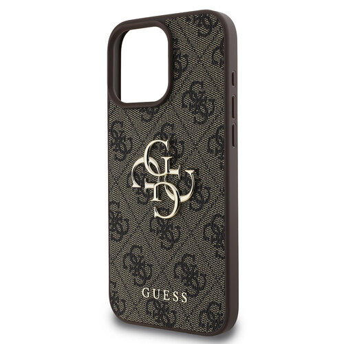 Guess Guess iPhone 16 Pro Max Backcover hoesje - 4G - Big Metal Logo - Bruin