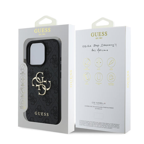 Guess Guess iPhone 16 Pro Max Backcover hoesje - 4G - Big Metal Logo - Zwart Guess Guess iPhone 16 Pro Max Backcover hoesje - 4G - Big Metal Logo - Zwart