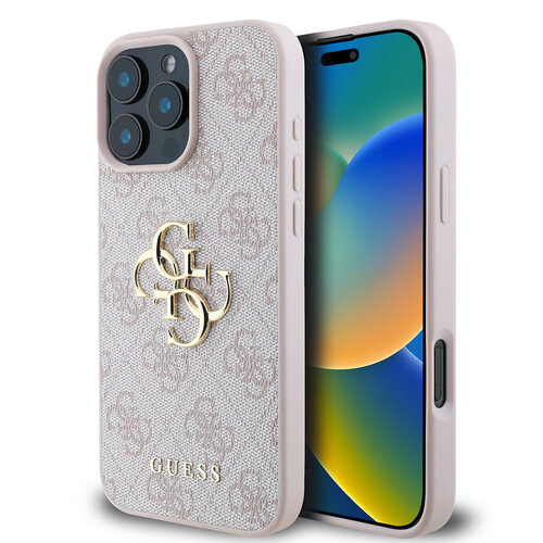 Guess Guess iPhone 16 Pro Max Backcover hoesje - 4G - Big Metal Logo - Roze