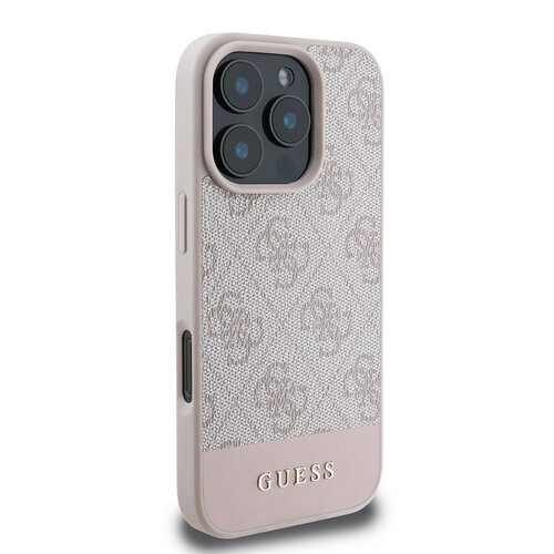 Guess Guess iPhone 16 Pro Max Back-Cover hul - 4G PU Leather - Bottom Stripe - Rosa