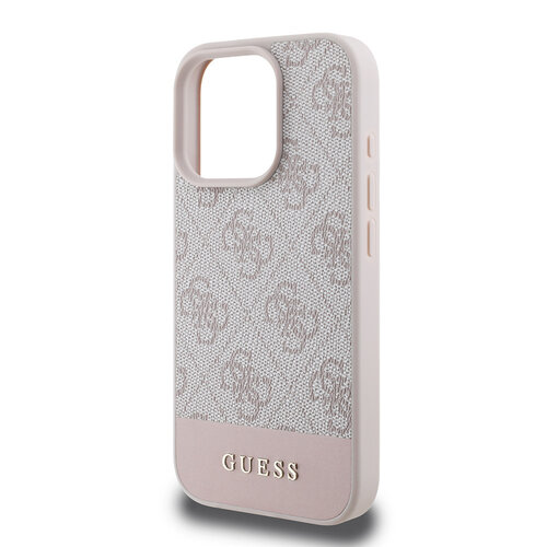 Guess Guess iPhone 16 Pro Max Back cover coque - 4G PU Leather - Bottom Stripe - Rose