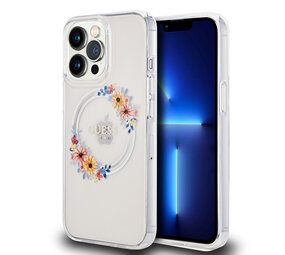 Guess Guess iPhone 13 Pro Back cover case - Magsafe IML flowers - Transparent Guess Guess iPhone 13 Pro Back cover case - Magsafe IML flowers - Transparent