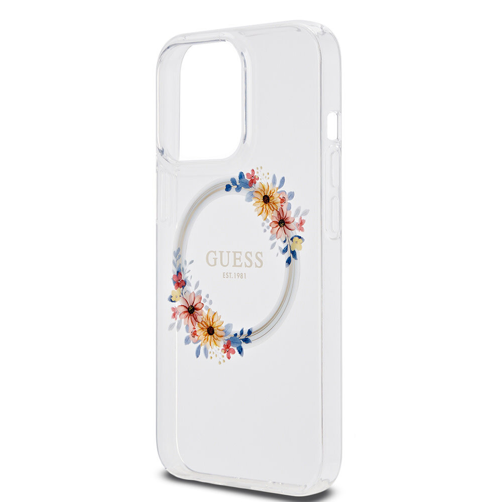 Guess Guess iPhone 13 Pro Back-Cover hul - Magsafe IML flowers - Transparent Guess Guess iPhone 13 Pro Back-Cover hul - Magsafe IML flowers - Transparent