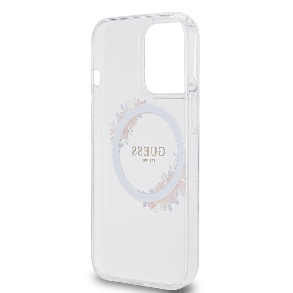 Guess Guess iPhone 13 Pro Back-Cover hul - Magsafe IML flowers - Transparent Guess Guess iPhone 13 Pro Back-Cover hul - Magsafe IML flowers - Transparent