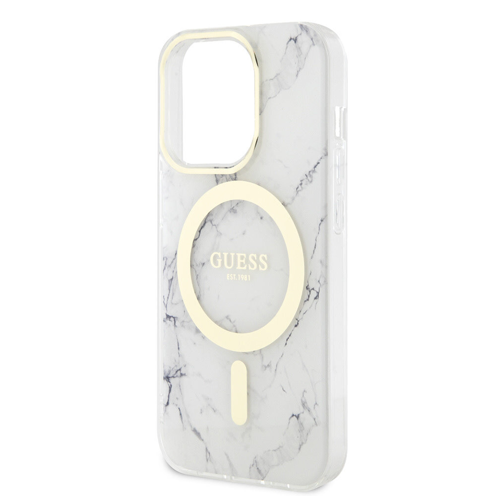 Guess Guess iPhone 13 Pro Back cover coque Magsafe IML marble - Blanc Guess Guess iPhone 13 Pro Back cover coque Magsafe IML marble - Blanc