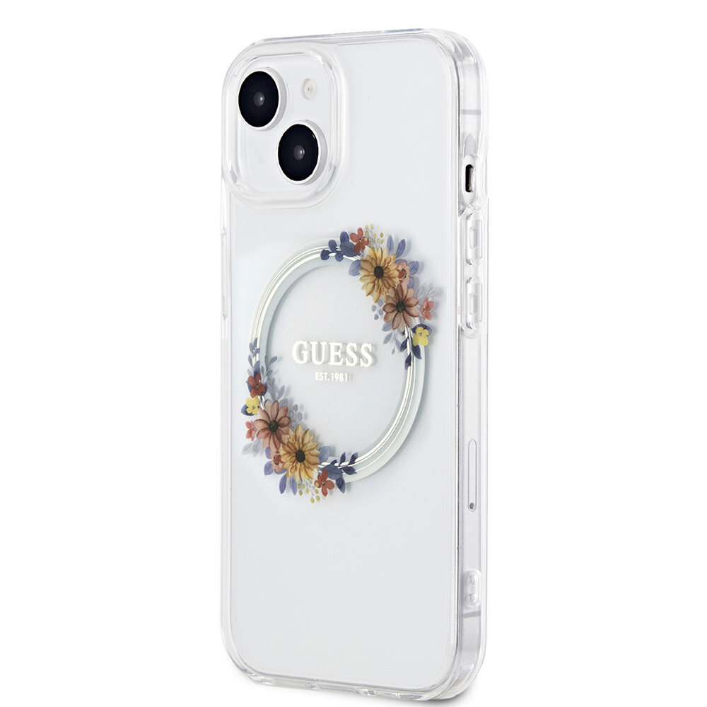 Guess Guess iPhone 13 Back-Cover hul - Magsafe IML flowers - Transparent Guess Guess iPhone 13 Back-Cover hul - Magsafe IML flowers - Transparent