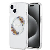 Guess Guess iPhone 13 Back cover coque Magsafe IML flowers - Transparent