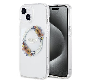 Guess Guess iPhone 13 Back cover coque Magsafe IML flowers - Transparent Guess Guess iPhone 13 Back cover coque Magsafe IML flowers - Transparent