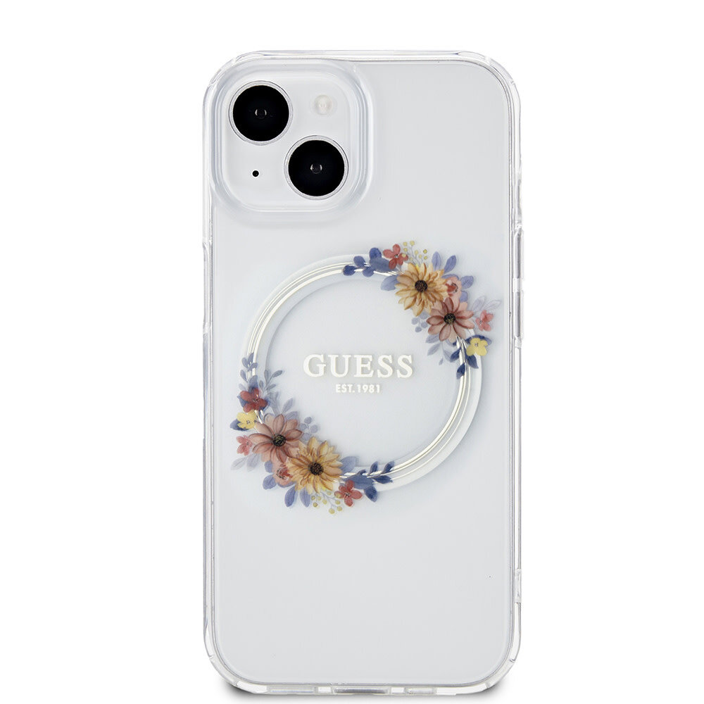 Guess Guess iPhone 13 Back-Cover hul - Magsafe IML flowers - Transparent Guess Guess iPhone 13 Back-Cover hul - Magsafe IML flowers - Transparent