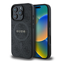 Guess Guess iPhone 16 Pro Backcover hoesje - Magsafe PU Leather - 4G Ring - Zwart