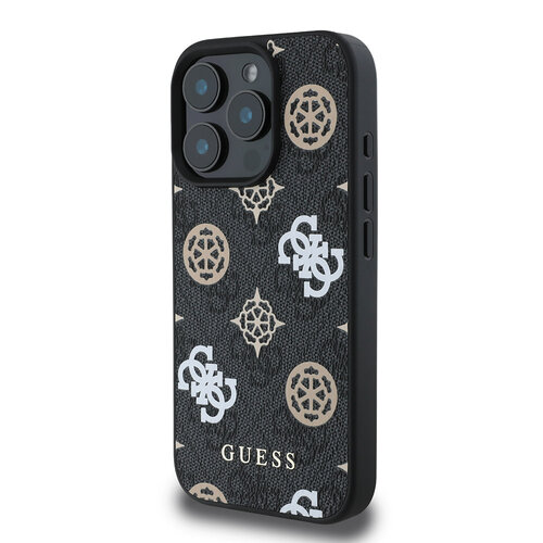 Guess Guess iPhone 16 Pro Back cover case - Magsafe PU peony - Black