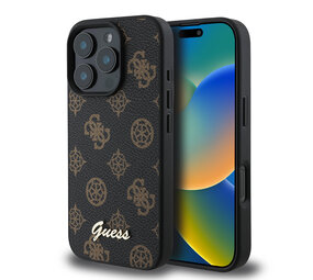 Guess Guess iPhone 16 Pro Back cover case - Magsafe PU peony - Black Guess Guess iPhone 16 Pro Back cover case - Magsafe PU peony - Black