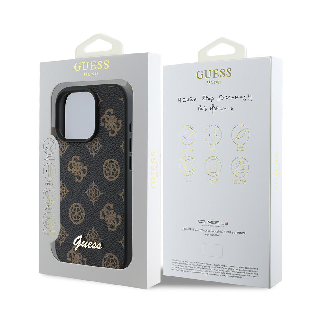 Guess Guess iPhone 16 Pro Backcover hoesje Magsafe PU peony - Zwart Guess Guess iPhone 16 Pro Backcover hoesje Magsafe PU peony - Zwart