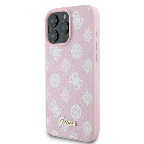 Guess Guess iPhone 16 Pro Backcover hoesje Magsafe PU peony - Roze Guess Guess iPhone 16 Pro Backcover hoesje Magsafe PU peony - Roze