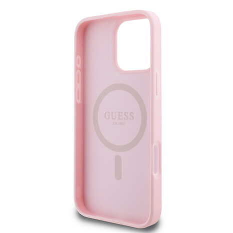 Guess Guess iPhone 16 Pro Backcover hoesje Magsafe PU peony - Roze Guess Guess iPhone 16 Pro Backcover hoesje Magsafe PU peony - Roze