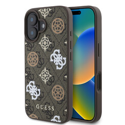Guess iPhone 16 Back cover case - Magsafe PU peony - Brown
