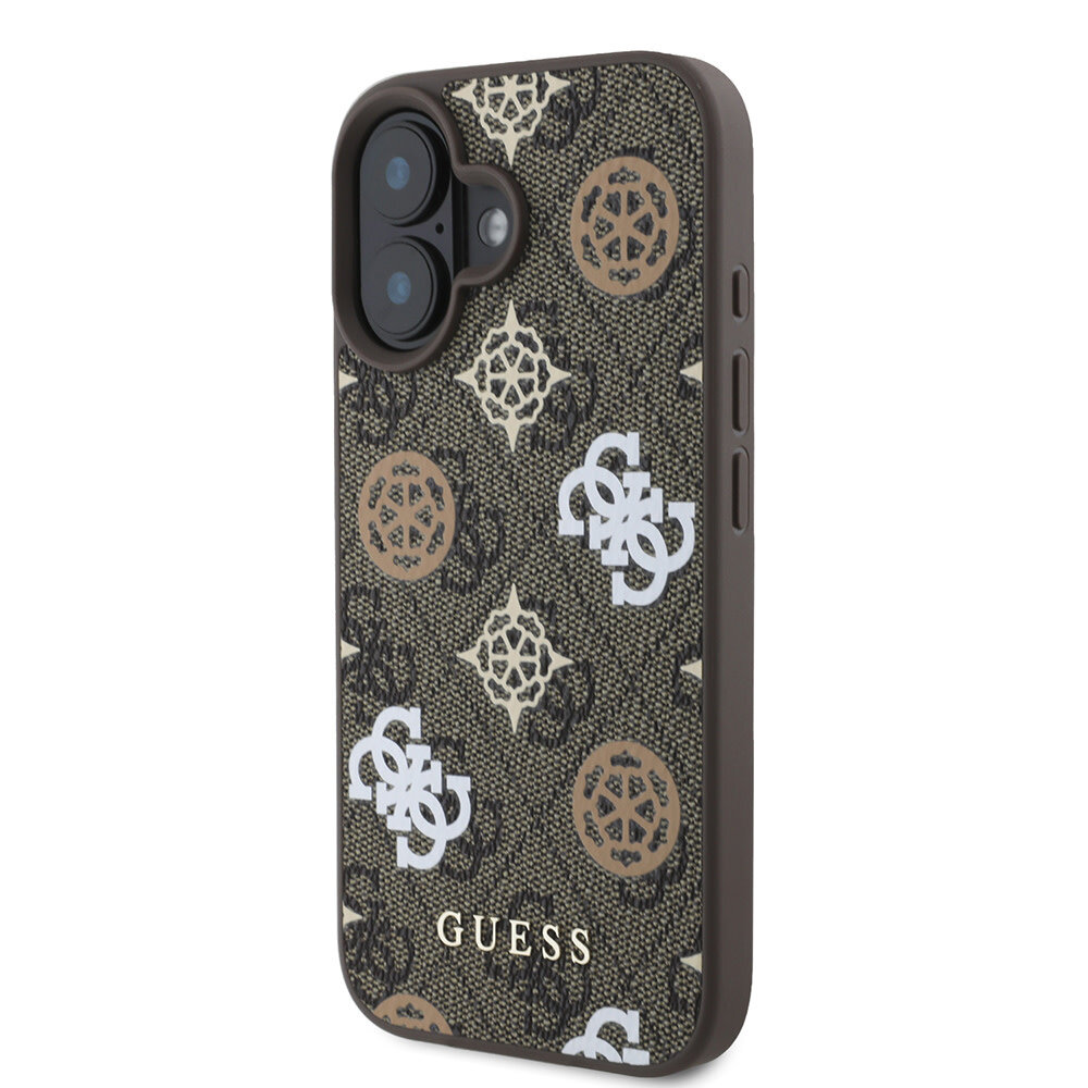 Guess Guess iPhone 16 Backcover hoesje Magsafe PU peony - Bruin Guess Guess iPhone 16 Backcover hoesje Magsafe PU peony - Bruin