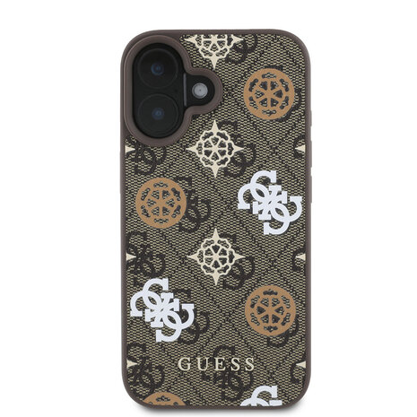 Guess Guess iPhone 16 Back cover case - Magsafe PU peony - Brown Guess Guess iPhone 16 Back cover case - Magsafe PU peony - Brown