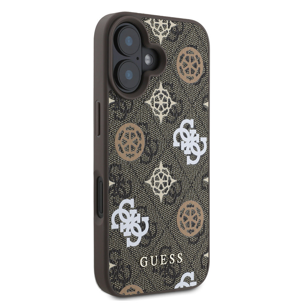 Guess Guess iPhone 16 Back cover case - Magsafe PU peony - Brown Guess Guess iPhone 16 Back cover case - Magsafe PU peony - Brown