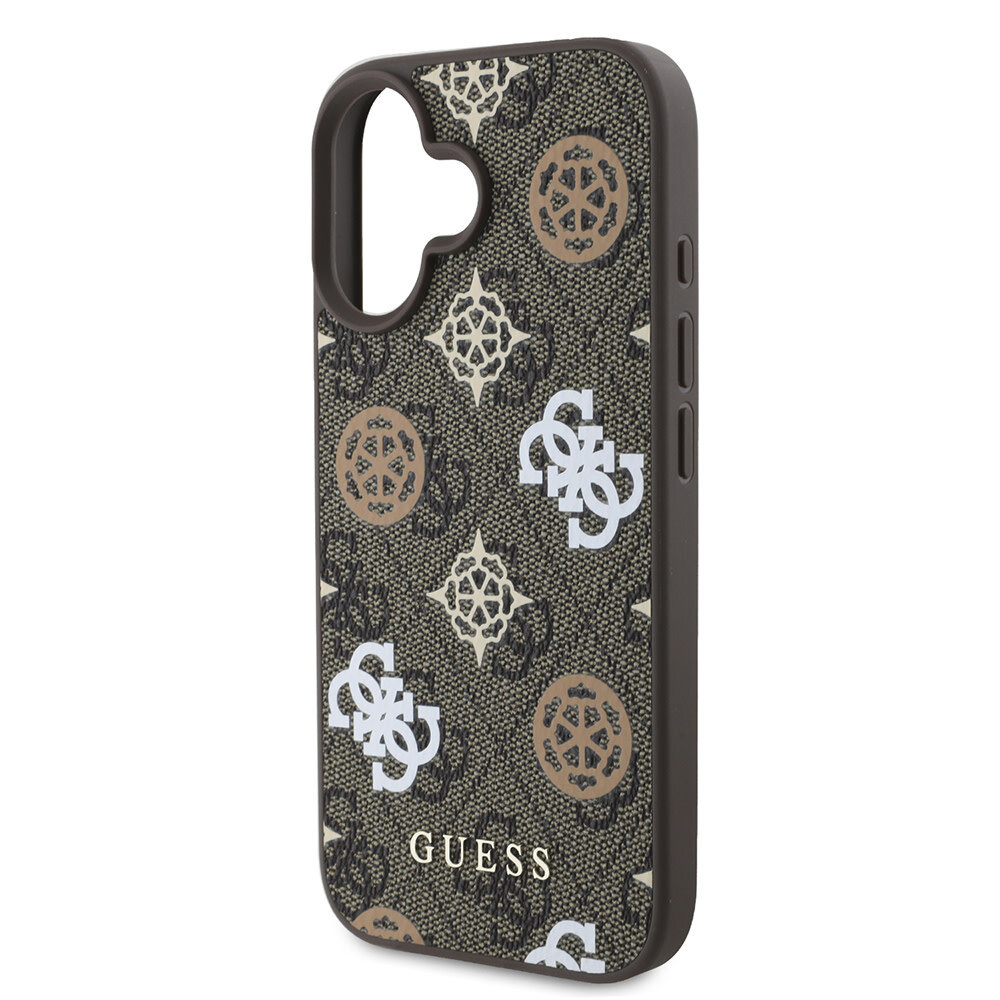 Guess Guess iPhone 16 Back cover coque Magsafe PU peony - Marron Guess Guess iPhone 16 Back cover coque Magsafe PU peony - Marron