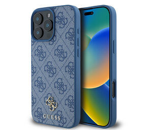 Guess Guess iPhone 16 Pro Max Back cover case - Magsafe PU 4G - Blue Guess Guess iPhone 16 Pro Max Back cover case - Magsafe PU 4G - Blue