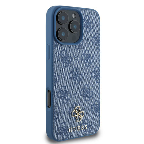 Guess Guess iPhone 16 Pro Max Back cover coque Magsafe PU 4G - Bleu Guess Guess iPhone 16 Pro Max Back cover coque Magsafe PU 4G - Bleu