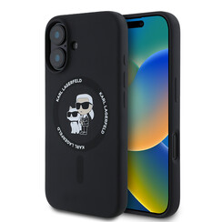 Karl Lagerfeld iPhone 16 Back-Cover hul - Magsafe - Silicone - KC Body Ring - Schwarz