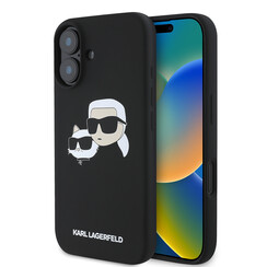 Karl Lagerfeld iPhone 16 Backcover hoesje Magsafe SIL double - Zwart