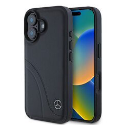 Mercedes-Benz iPhone 16 Back cover case - Curved stiches - Black