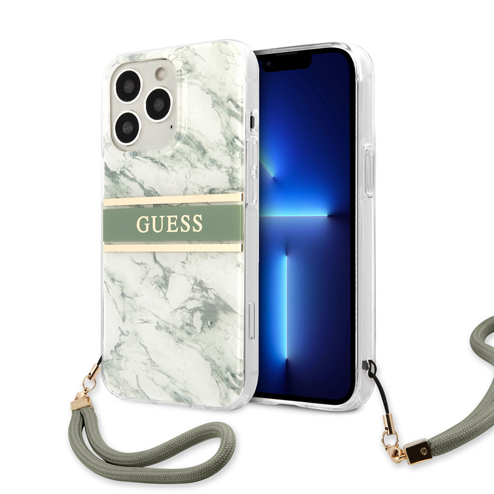 Guess Guess iPhone 13 Pro Back-Cover hul - Marble strap - Grün Guess Guess iPhone 13 Pro Back-Cover hul - Marble strap - Grün